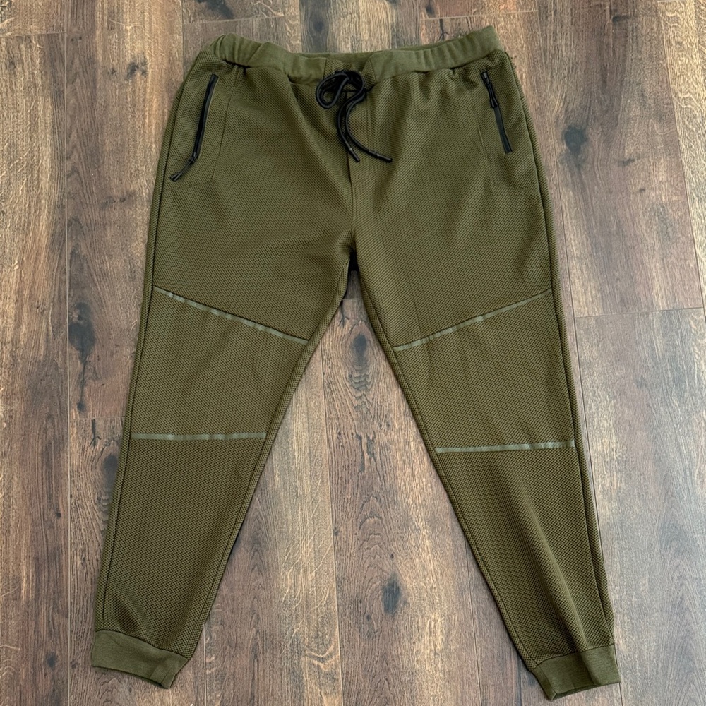Green Jogger Sweatpants with Elastic Cuffs